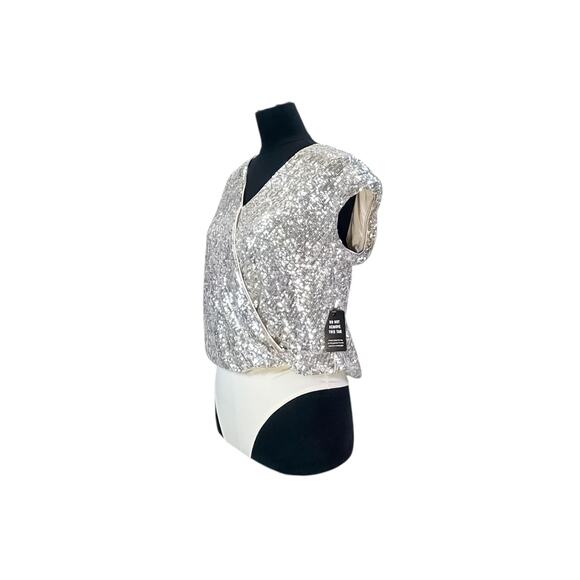 Express Silver Sequin Bodysuit - Women's Small - Picture 2 of 7